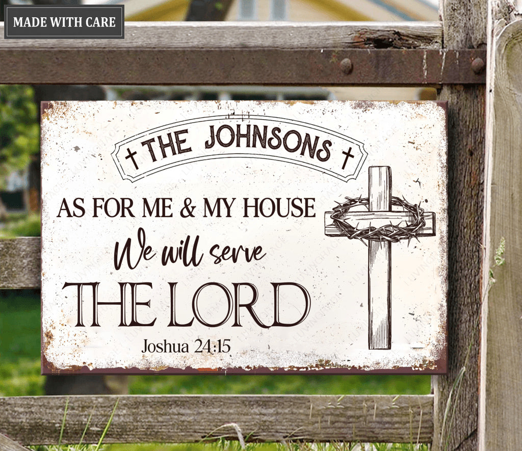 Personalized As For Me Cross Metal Sign