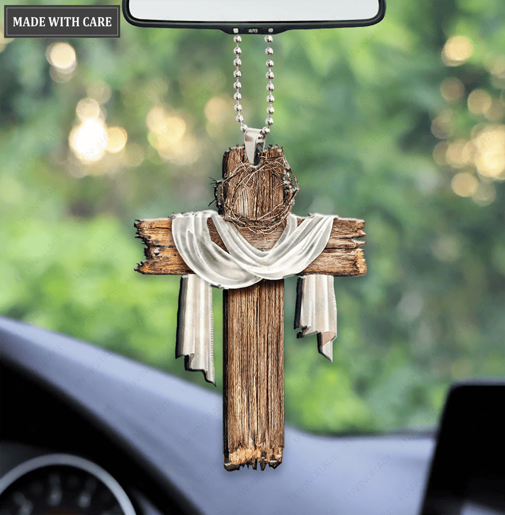 Wooden Jesus Cross Car Hanging Ornament