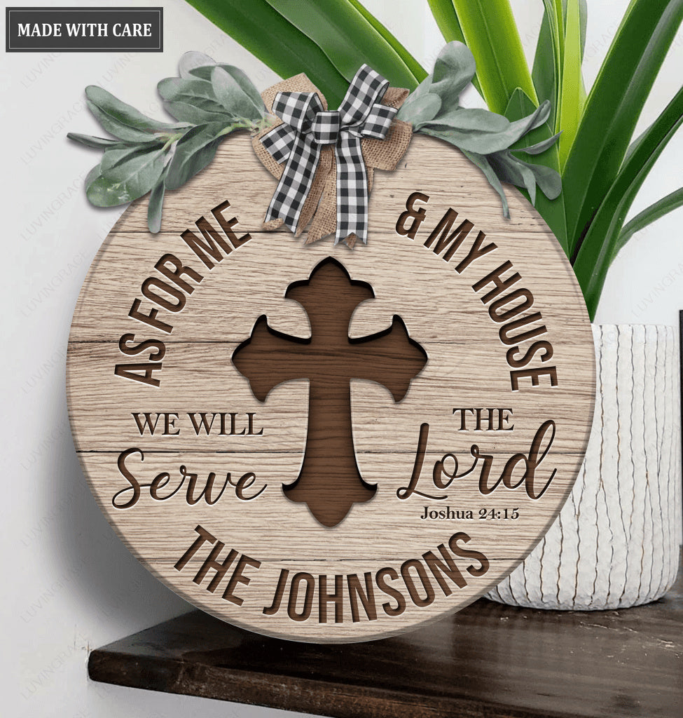 Personalized Serve The Lord Wood Circle Sign