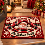 Santa Claus Christmas Family Welcome Decor - Personalized Doormat