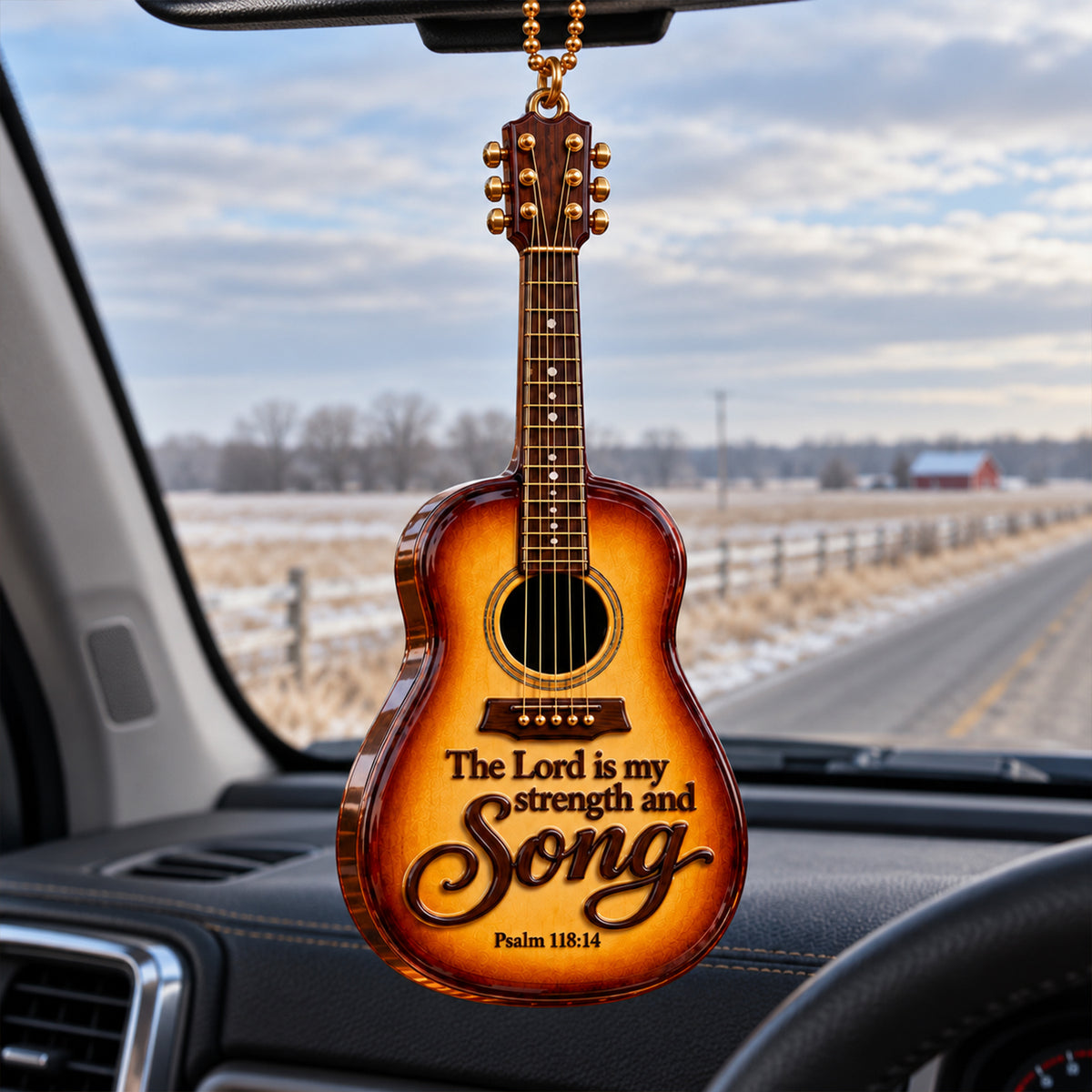 The Lord Is My Strength and Song – Christian Faith Guitar 3D Ornament