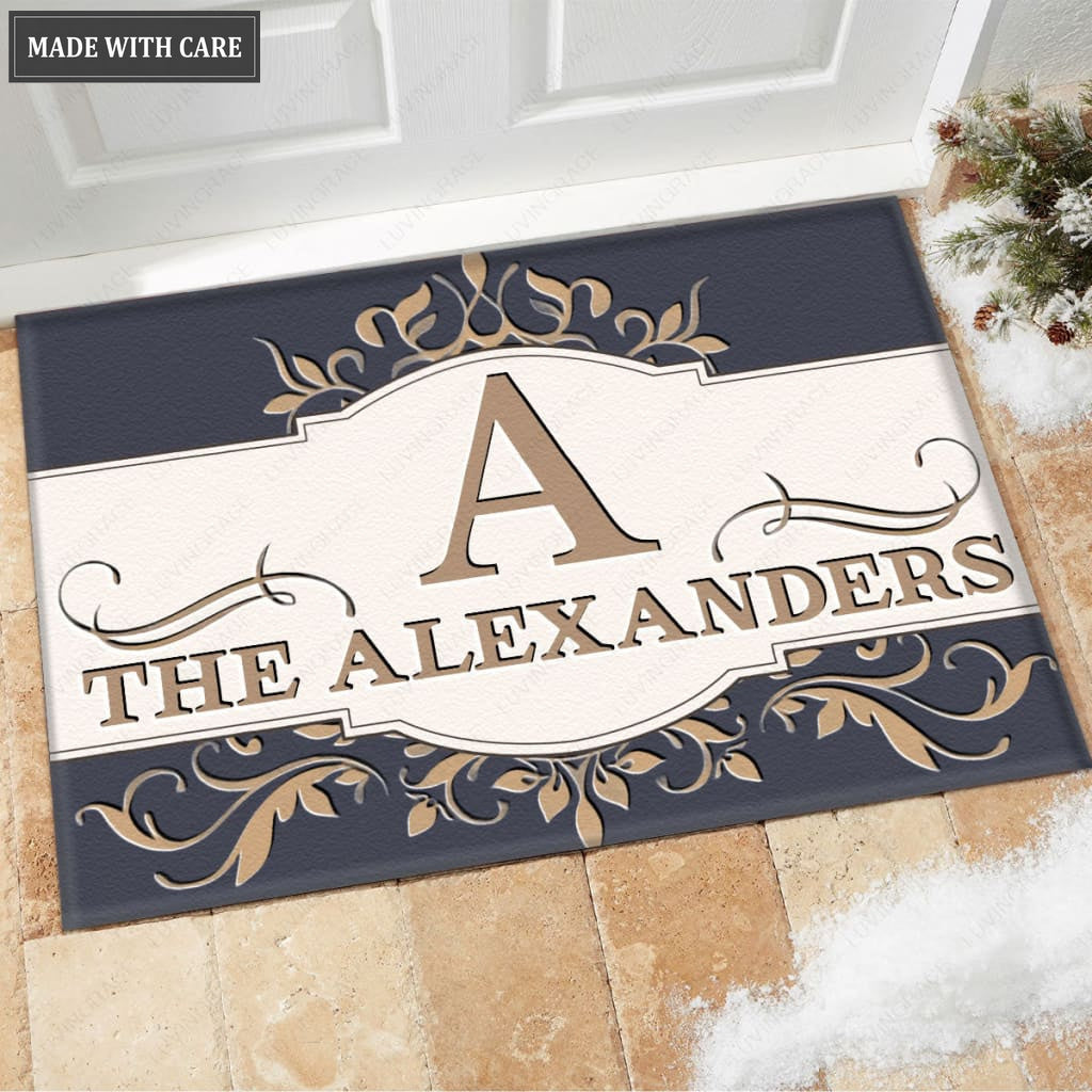 Luvingrace M26 Decorative Monogram Collection Family Name Personalized Doormat