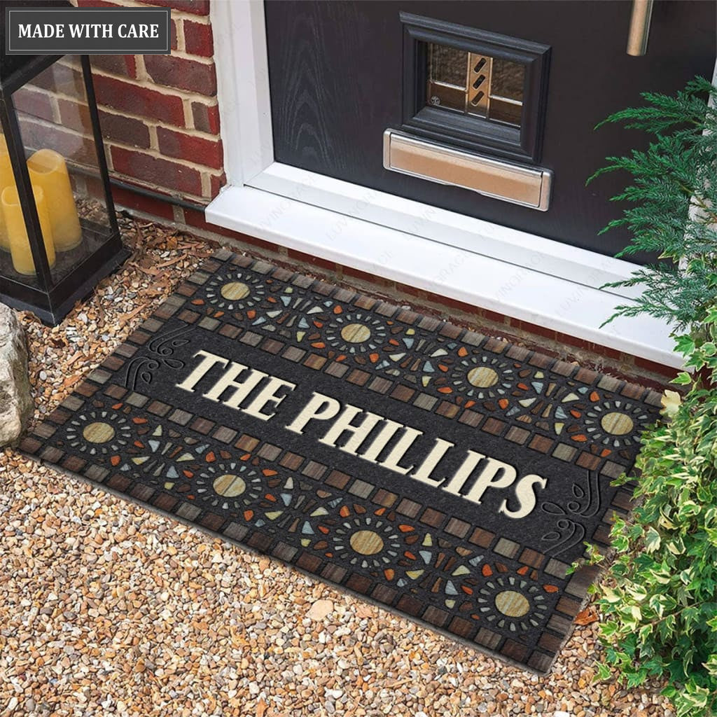 Luvingrace M28 Elegant Monogram Collection Family Name Personalized Doormat