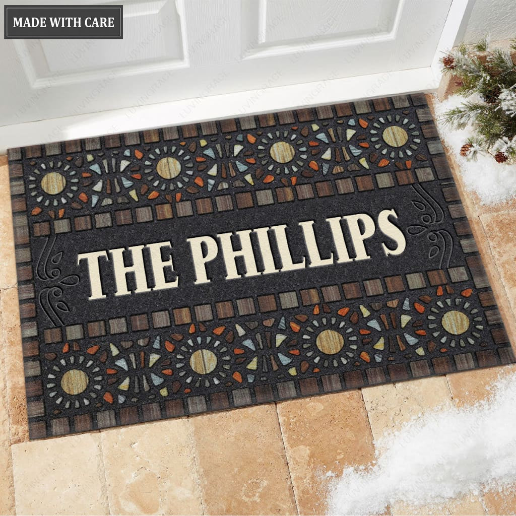 Luvingrace M28 Elegant Monogram Collection Family Name Personalized Doormat