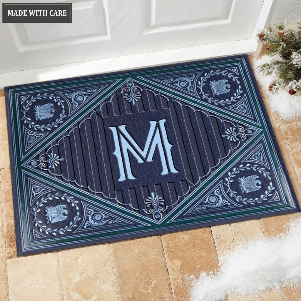 Luvingrace M29 Vintage Monogram The First Letter of Family Name Personalized Doormat
