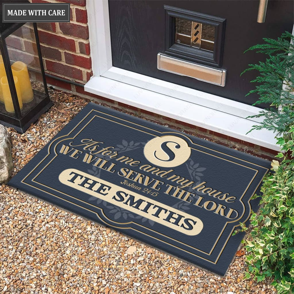 Luvingrace M34 Elegant Monogram Collection As For My House Personalized Doormat