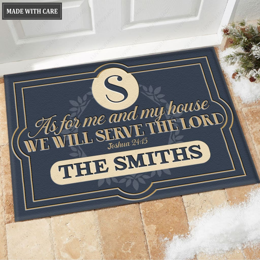 Luvingrace M34 Elegant Monogram Collection As For My House Personalized Doormat