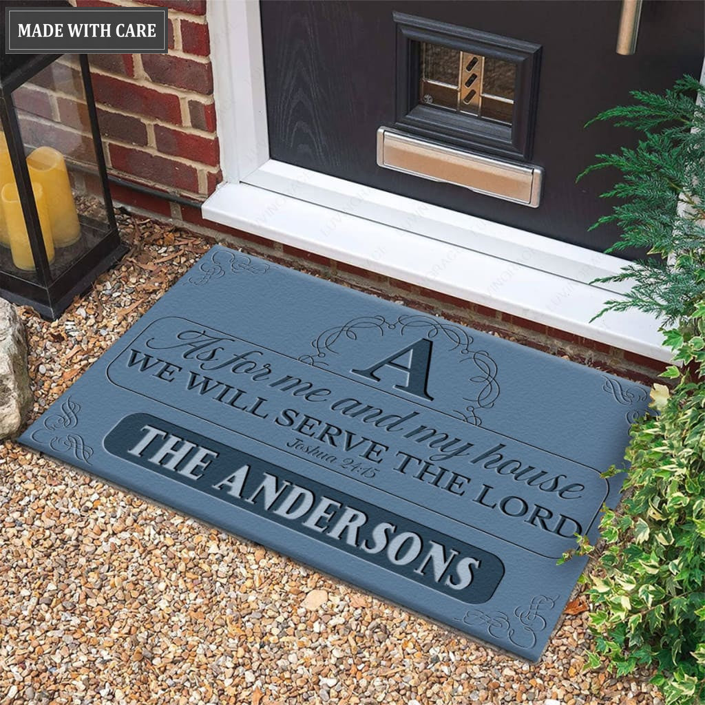 Luvingrace M36 Elegant Monogram Collection As For My House Personalized Doormat