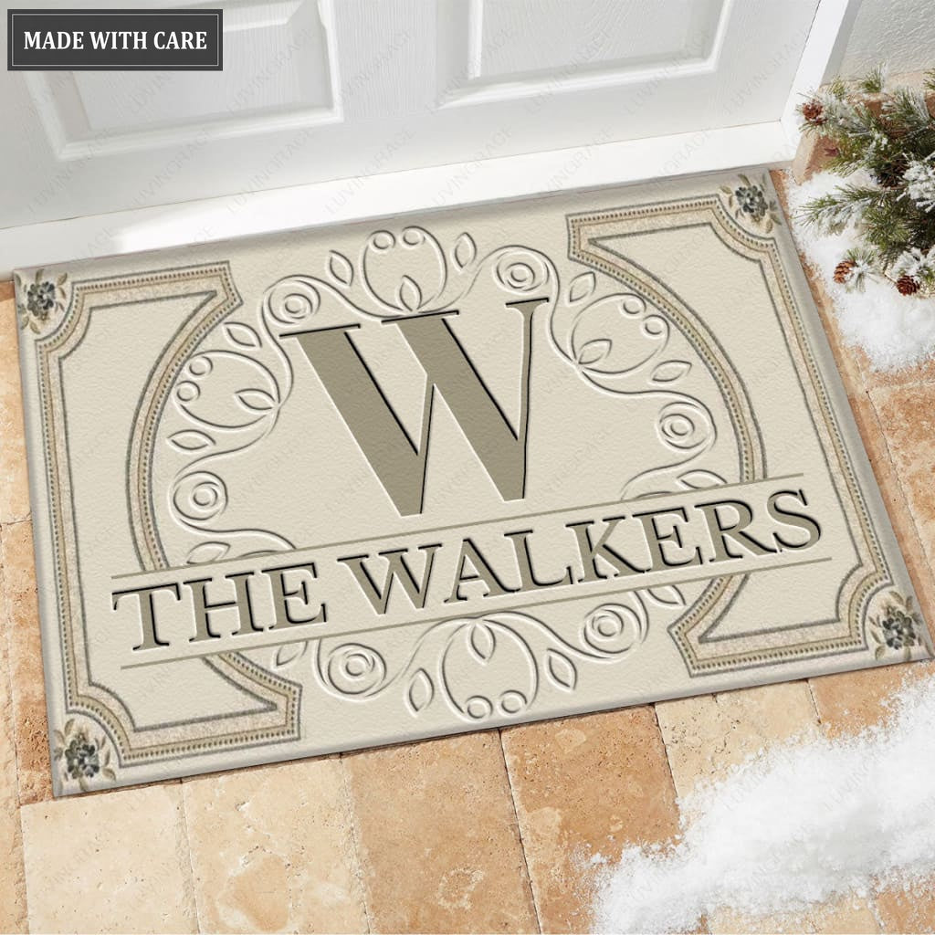 Luvingrace M37 Elegant Monogram Collection Family Name Personalized Doormat