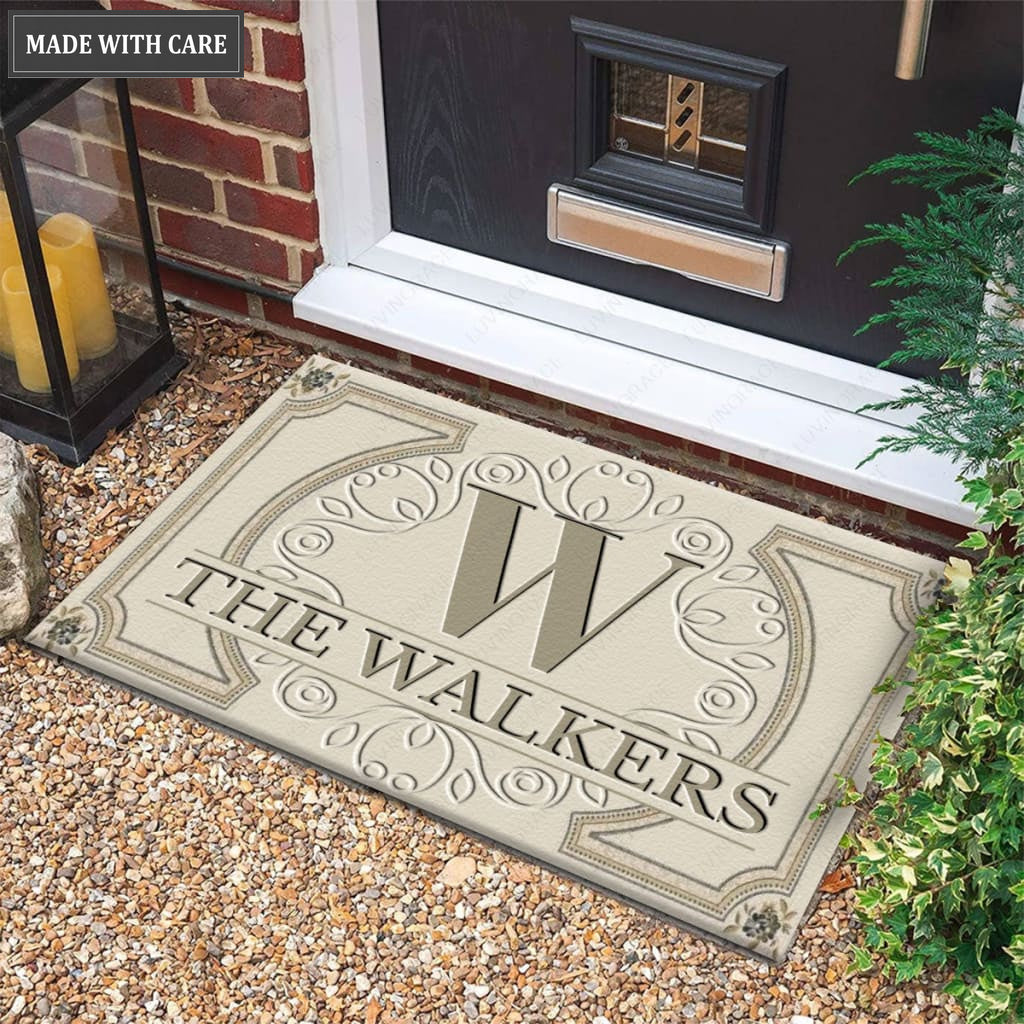 Luvingrace M37 Elegant Monogram Collection Family Name Personalized Doormat