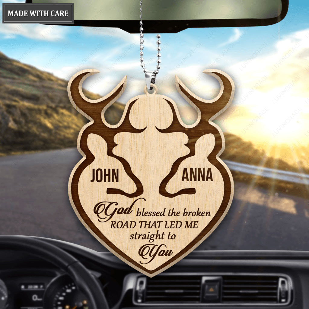 Buck And Doe God Blessed Personalized Wood Engraved Ornaments