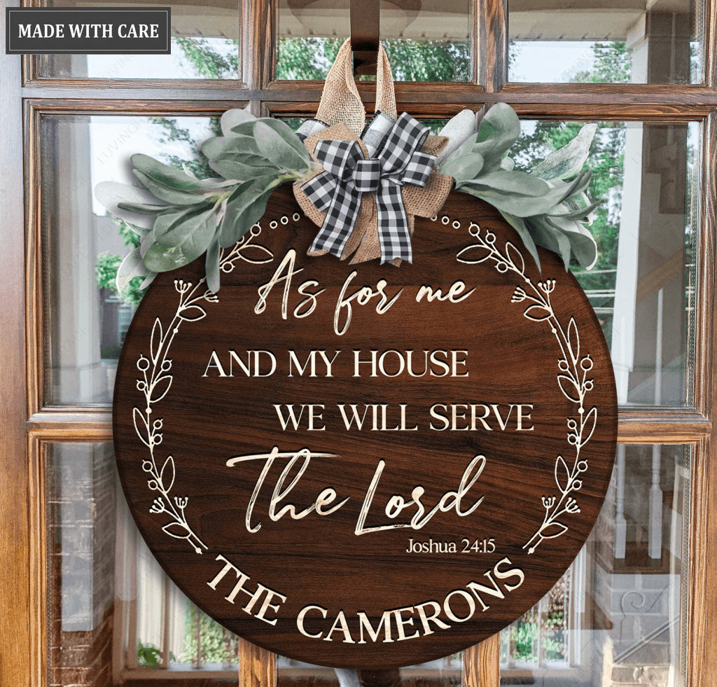 Personalized Family Name Serve The Lord Circle Sign