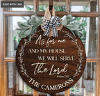 Personalized Family Name Serve The Lord Circle Sign