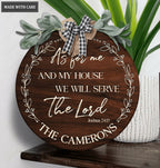 Personalized Family Name Serve The Lord Circle Sign