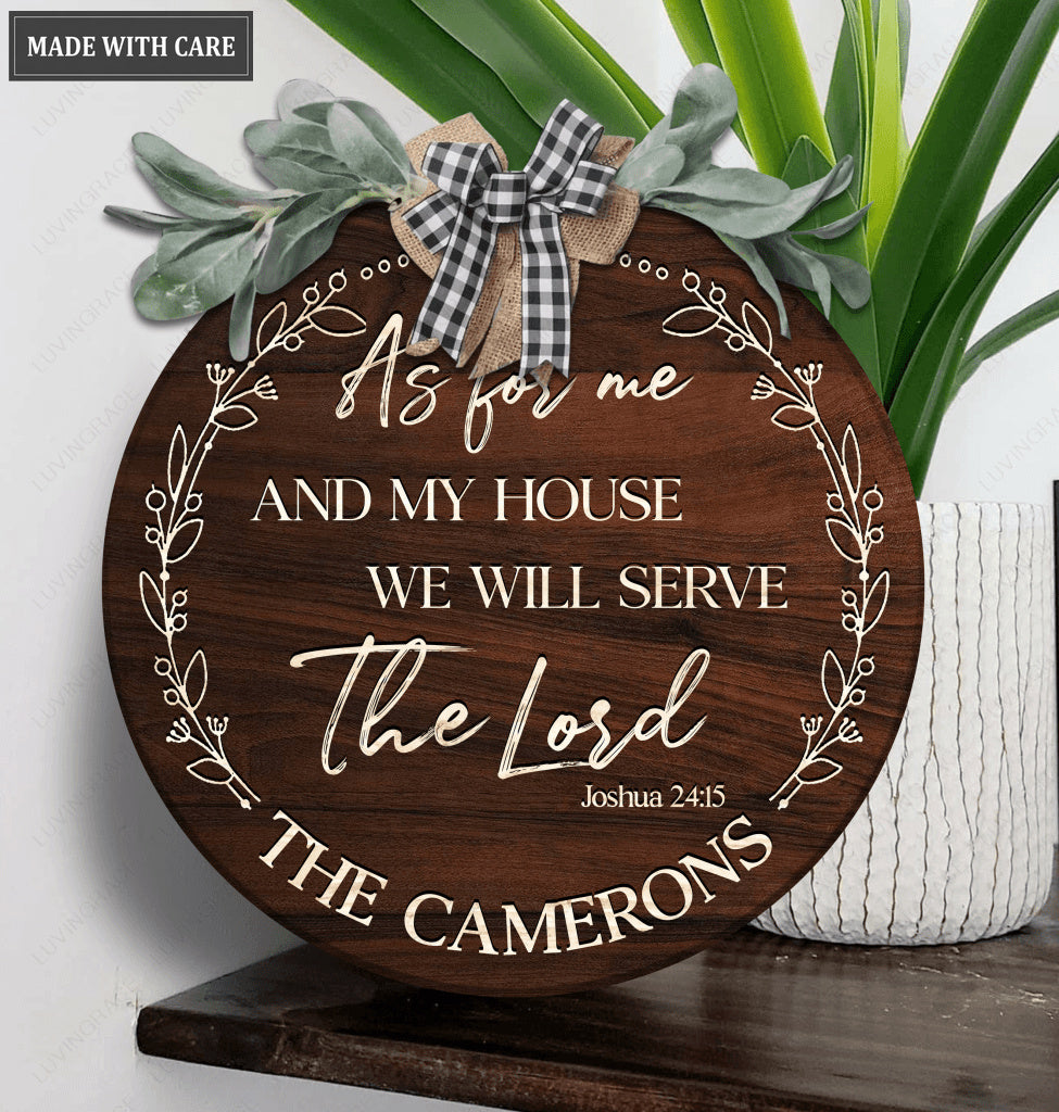 Personalized Family Name Serve The Lord Circle Sign