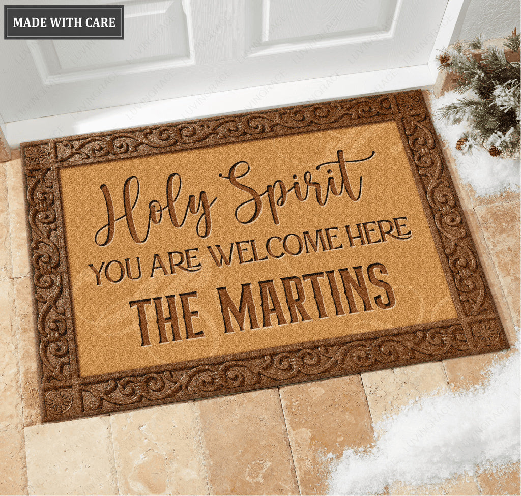 Holy Spirit Welcome Personalized Door Mat