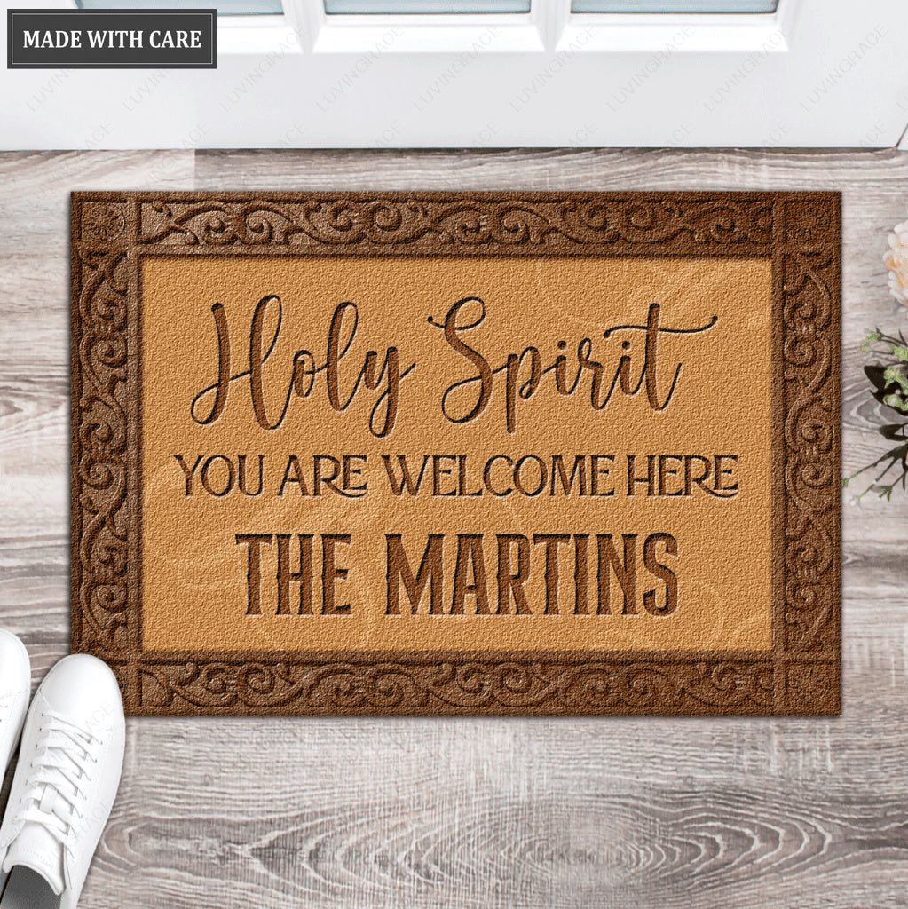 Holy Spirit Welcome Personalized Door Mat