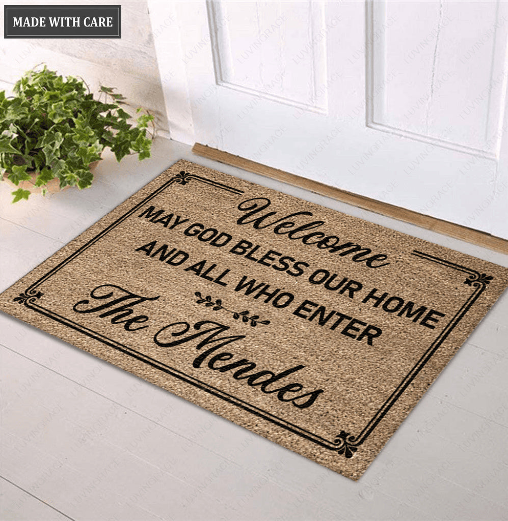 Personalized May God Bless Our Home Doormat