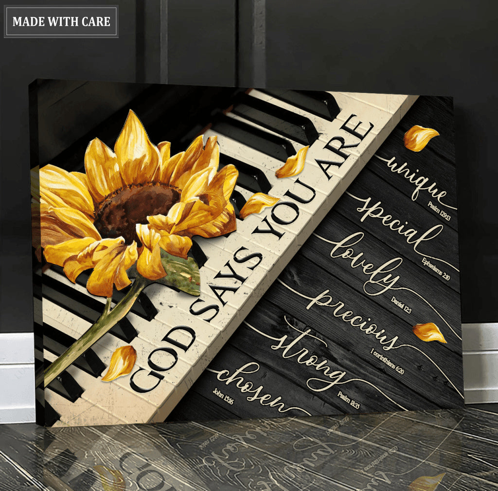 Piano With Sunflower God Says You Are Wall Art
