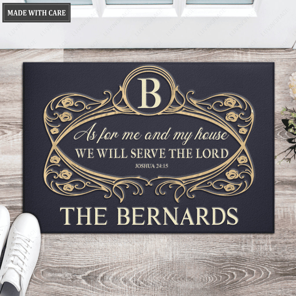 Personalized Monogram Border Serve The Lord Doormat