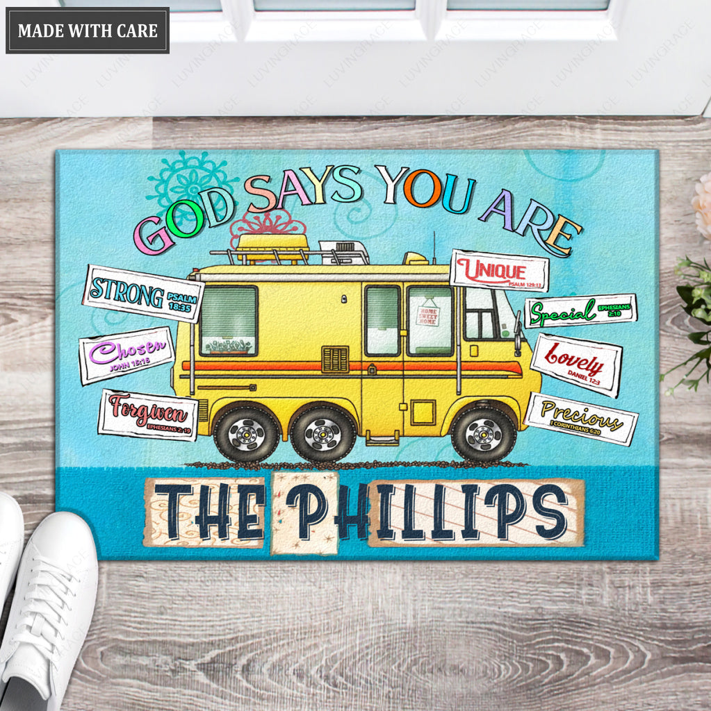 Camping God Says You Are Personalized Doormat