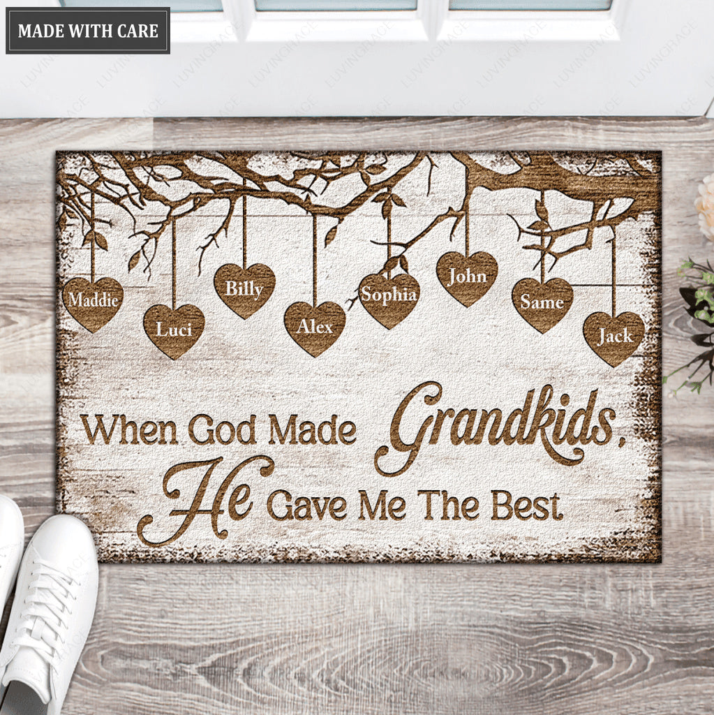 When God Made Grandkids He Gave Me The Best Personalized Doormat