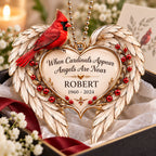 Personalized Name & Years Cardinal Angel Wings Memorial Ornament – Sympathy Gift for Loss of Loved One