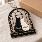 Personalized Names Home Is Wherever I'm With You Black and White Cat Couple Car Ornament