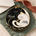 Personalized Names Yin Yang Cat Couple Ornament – Anniversary Gift for Him & Her