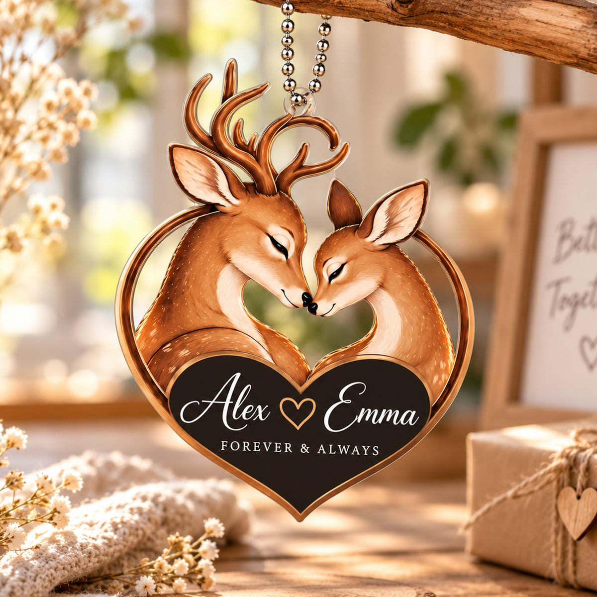 Personalized Names Forever & Always Deer Couple Ornament – Anniversary Gift