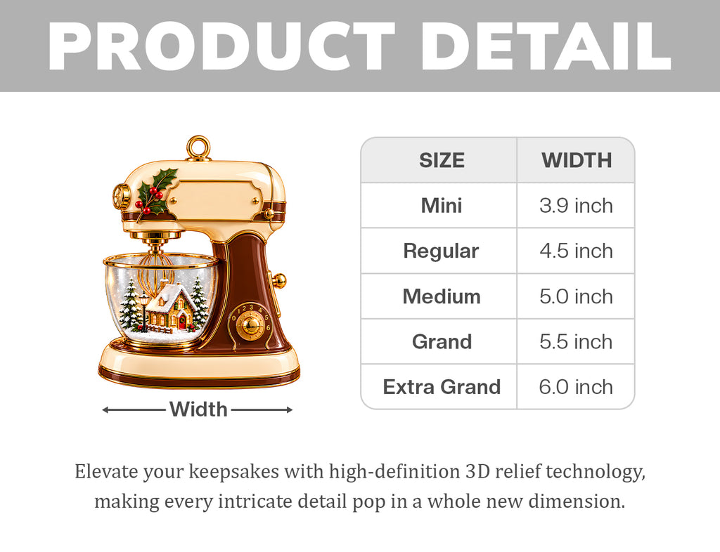 3D Raised Personalized Stand Mixer Christmas Ornament
