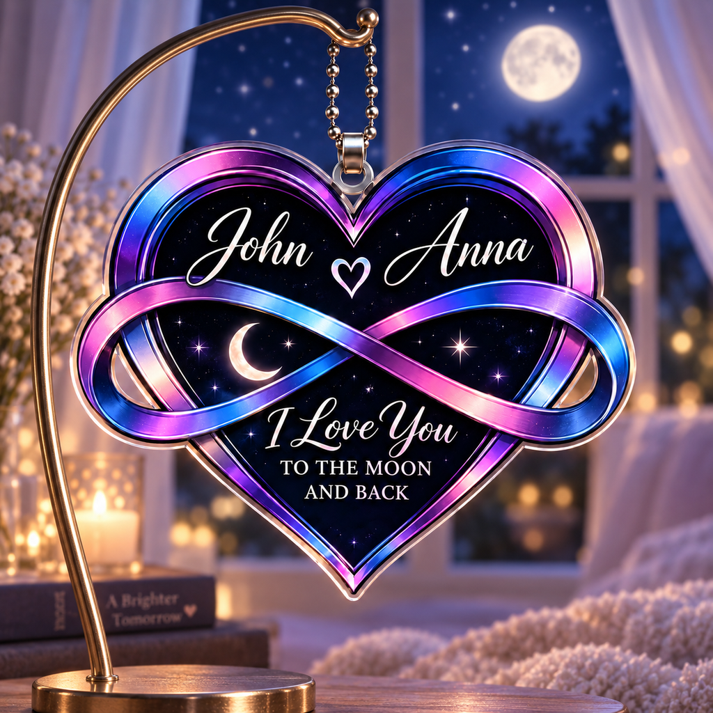 Personalized Heart Car Ornament – I Love You To The Moon and Back Ornament - Ideal Gift for Couples, Anniversary Gifts