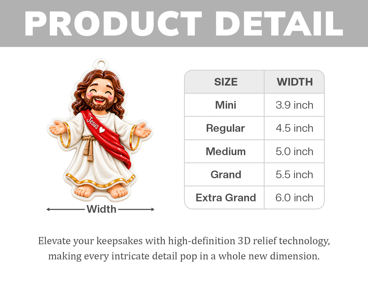 3D Raised Personalized Jesus Christmas Ornament - Christian Religious Gift