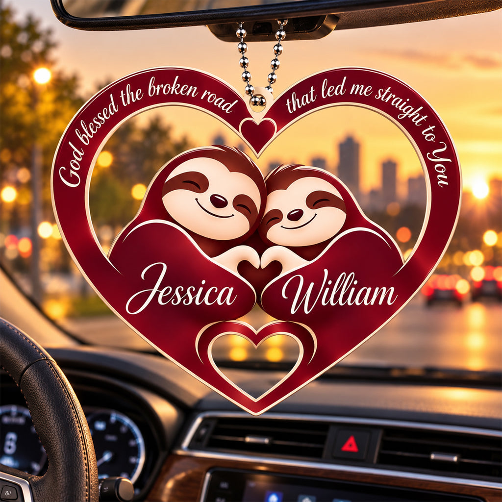 Personalized Names God Blessed Our Journey Sloth Ornament – Christian Couple Gift