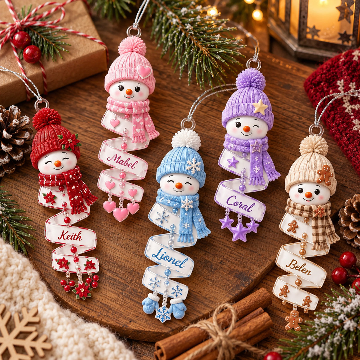 Personalized Name Snowman Xmas Ornament - Christmas Gift for Him & Her