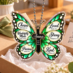 Personalized Name God Says You Are Green Butterfly Ornament - Gift for Her, Gift for Jesus Lovers