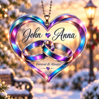 Personalized Forever & Always Couple Ornament – Custom Names, Interlocking Rings Heart Keepsake, Anniversary Gifts for Couples, Wedding Gifts