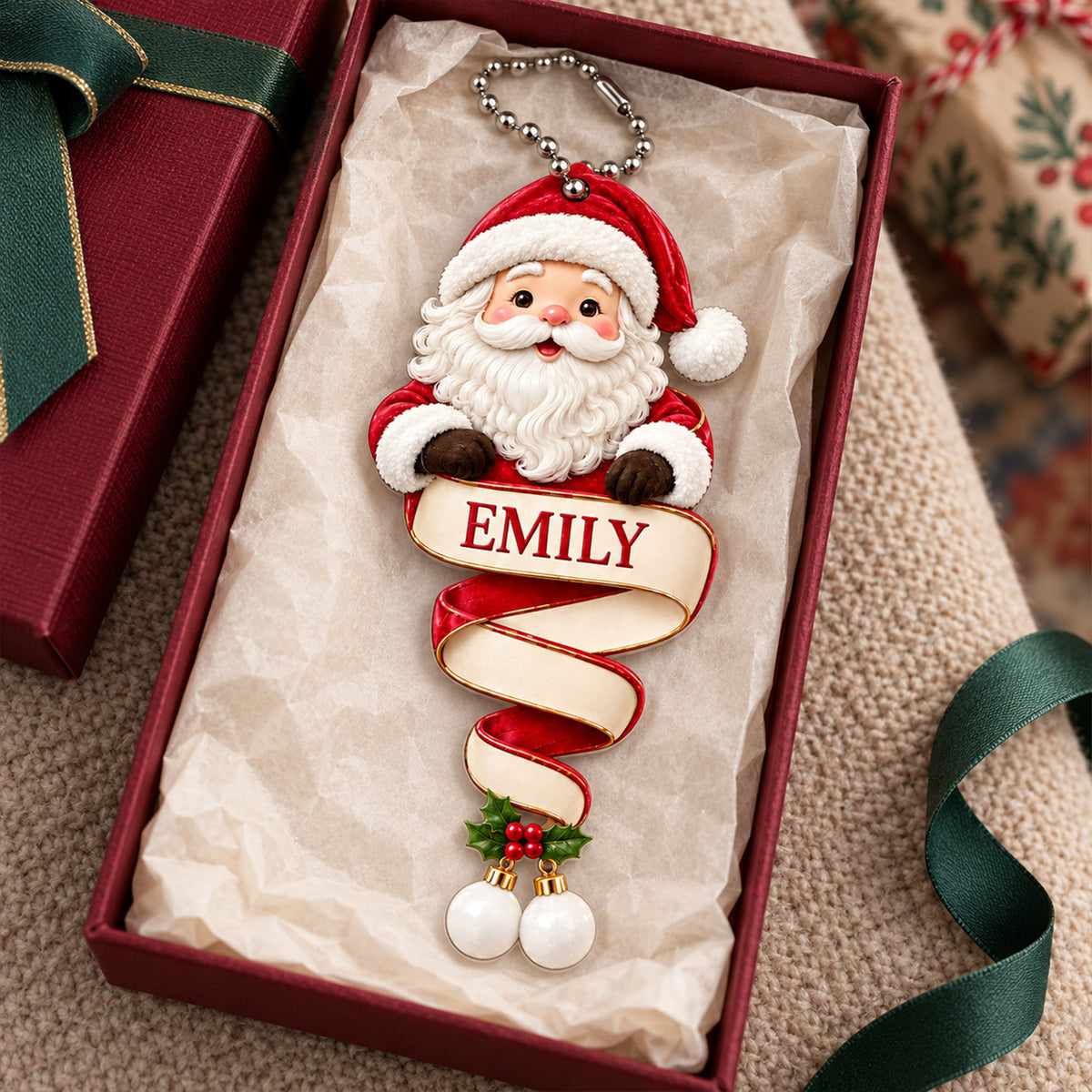 Personalized Name Santa Claus Ornament – Custom Christmas Keepsake