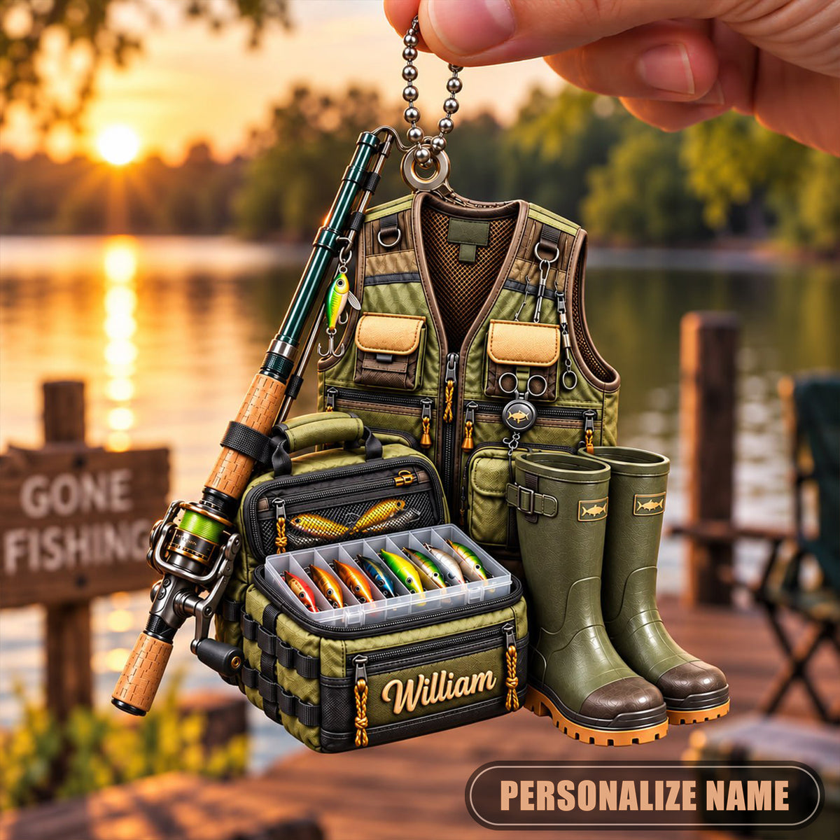 Fishing Lover With Custom Name Christmas Gift - Personalized 3D Ornament