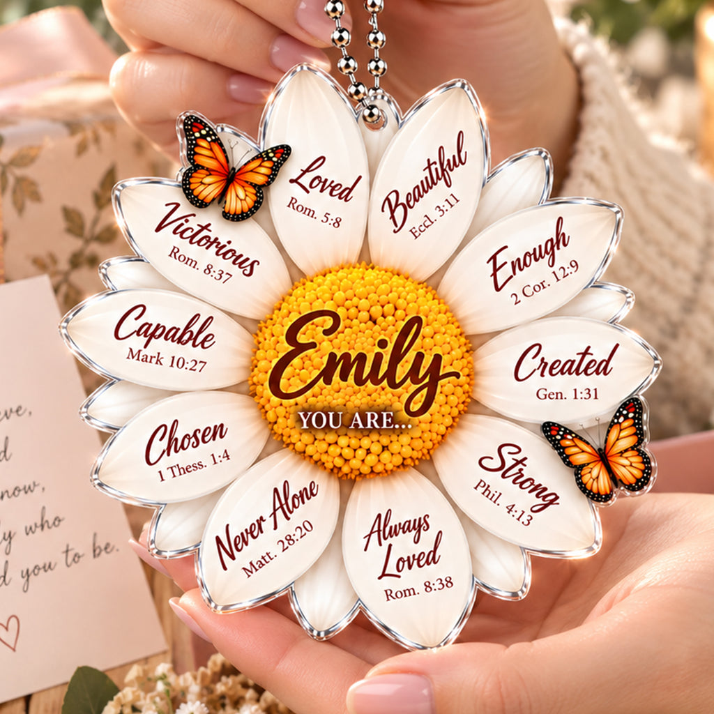 Personalized Name Faith & Love Daisy Ornament – Christian Gift