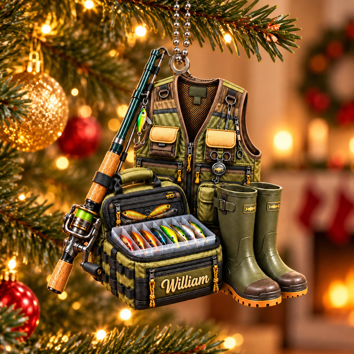 Fishing Lover With Custom Name Christmas Gift - Personalized 3D Ornament