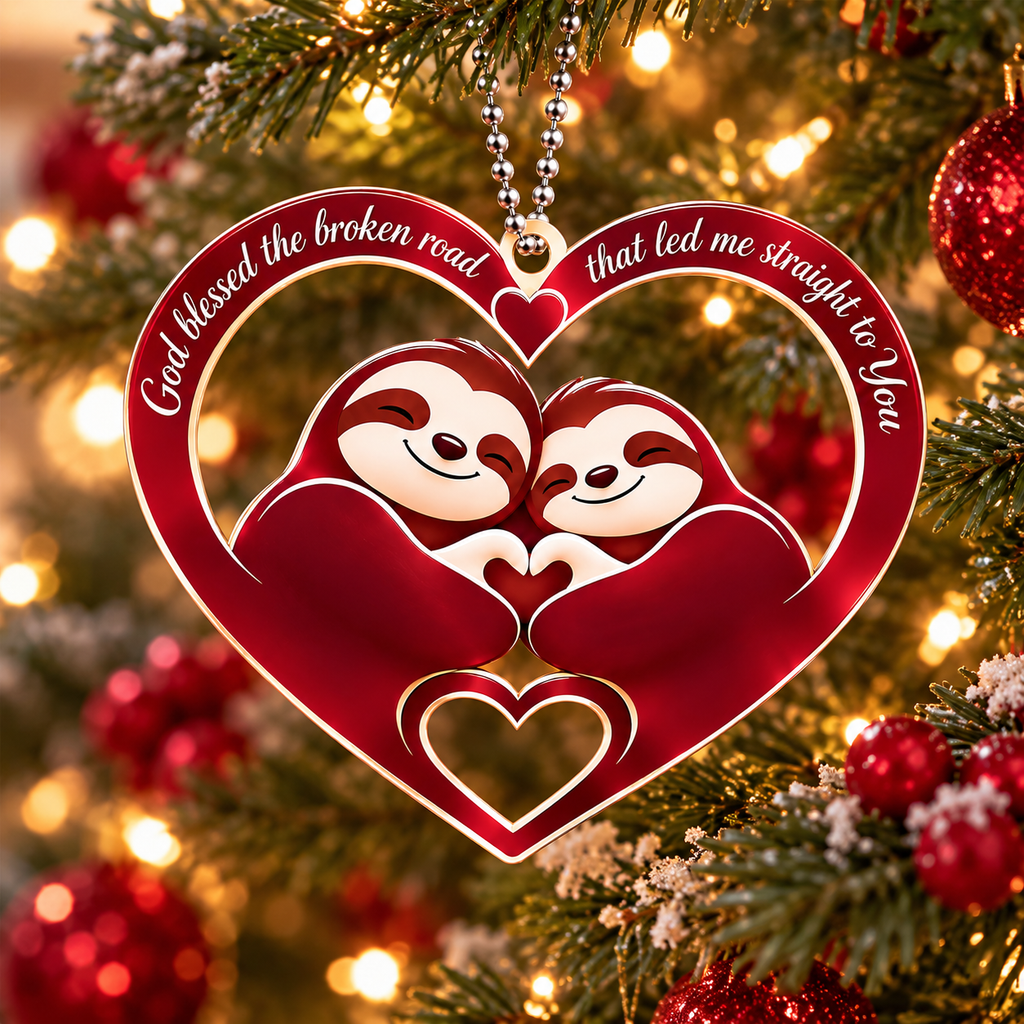 Personalized Names God Blessed Our Journey Sloth Ornament – Christian Couple Gift