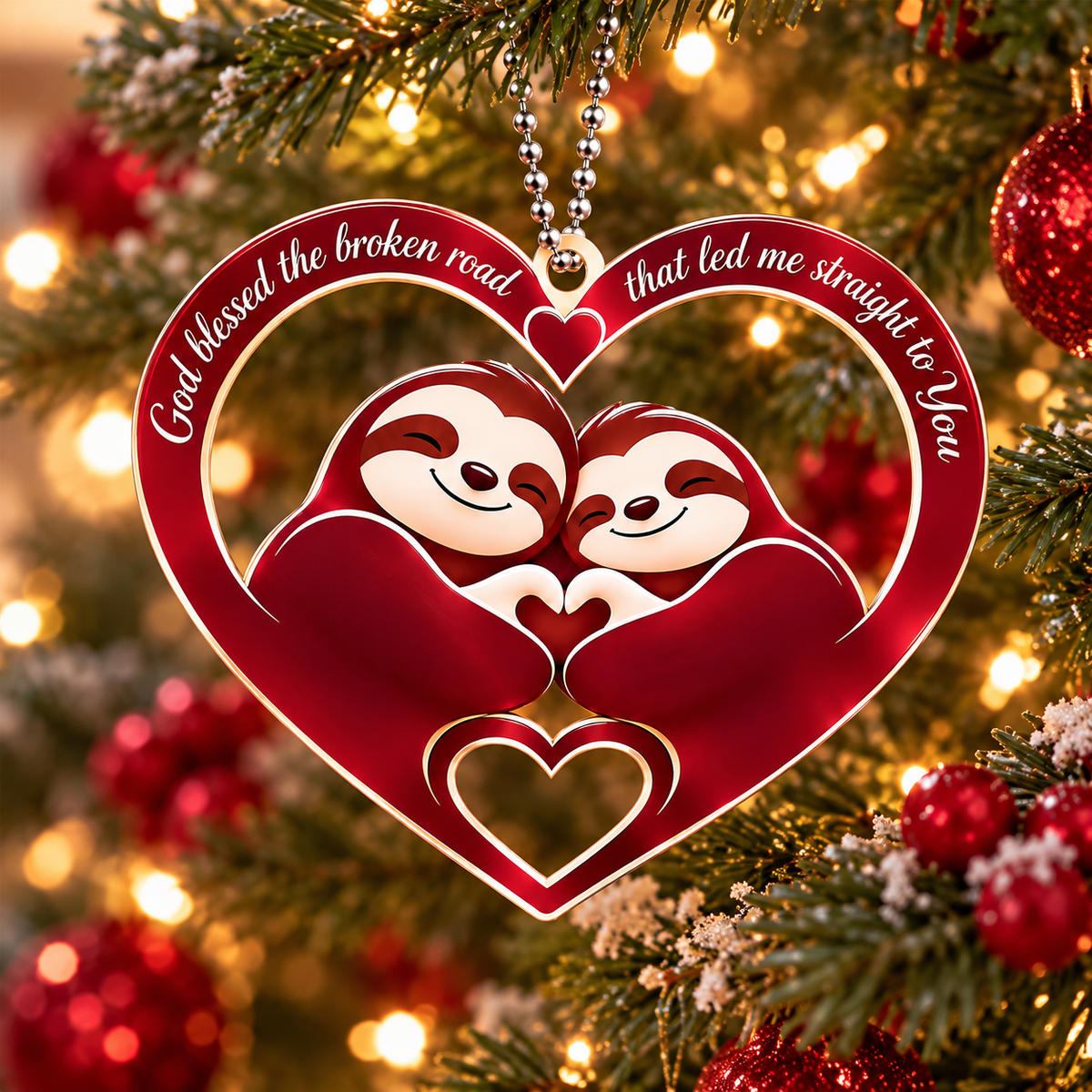 Personalized Names God Blessed Our Journey Sloth Ornament – Christian Couple Gift