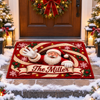 Personalized Christmas Santa Claus Welcome Doormat – Custom Family Name