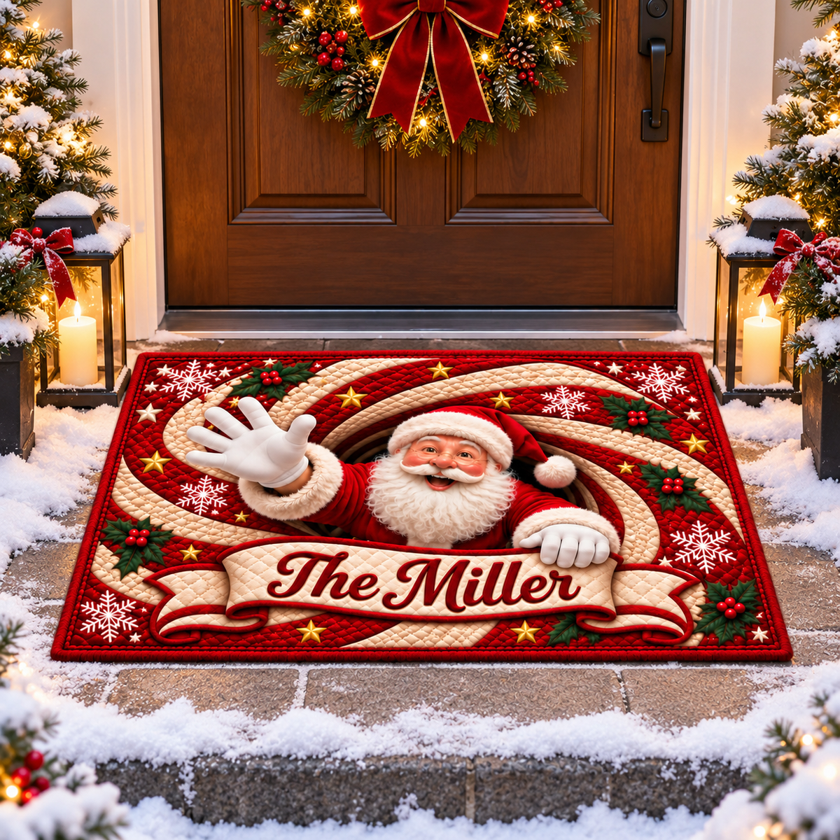 Personalized Christmas Santa Claus Welcome Doormat – Custom Family Name