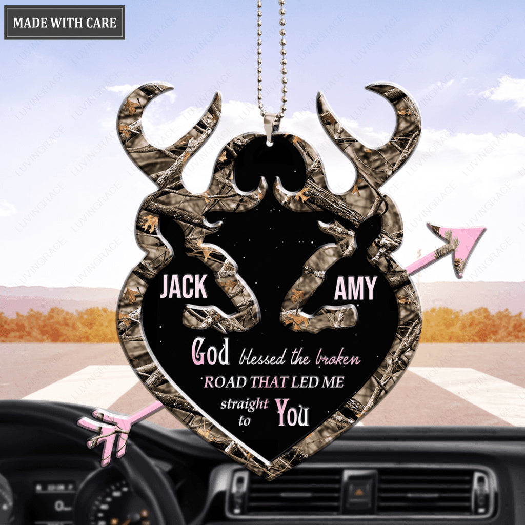 Camo Heart Buck And Doe With Arrow Personalized Ornament