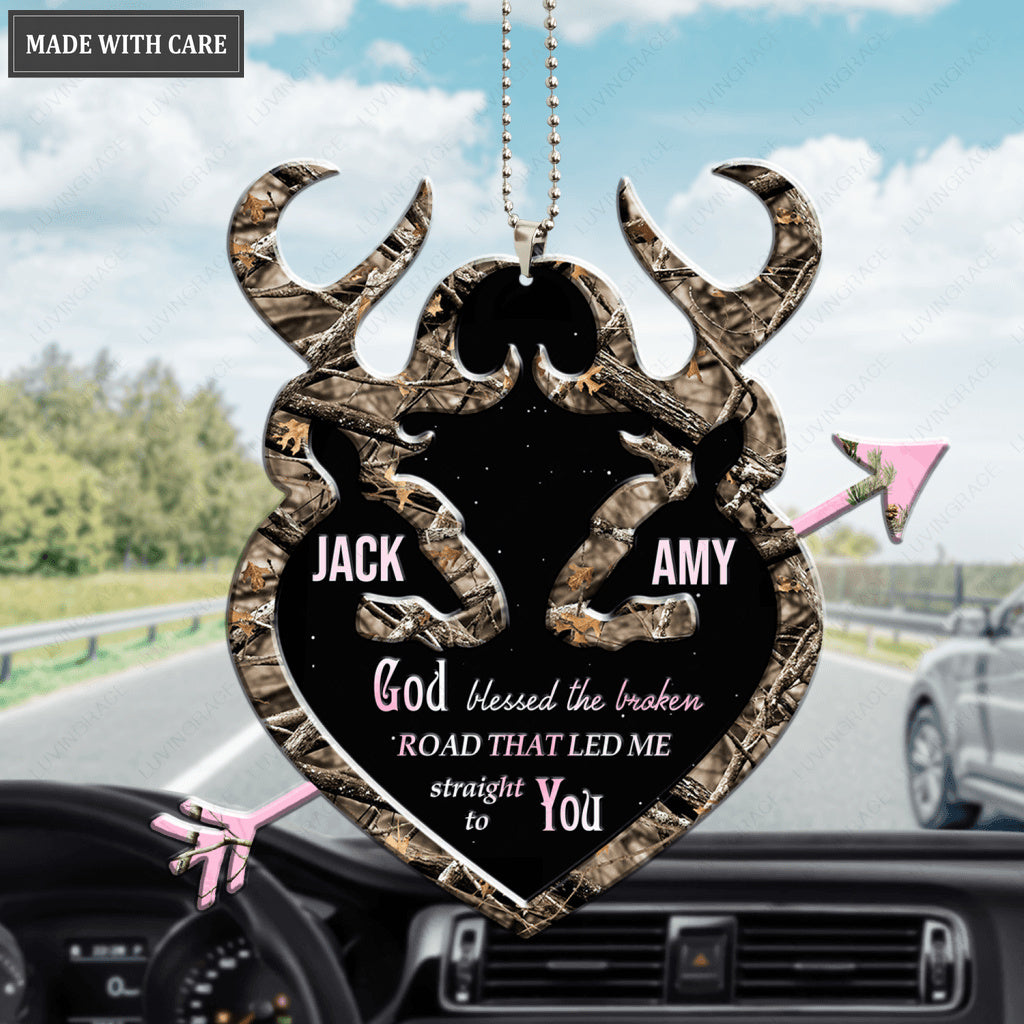 Camo Heart Buck And Doe With Arrow Personalized Ornament