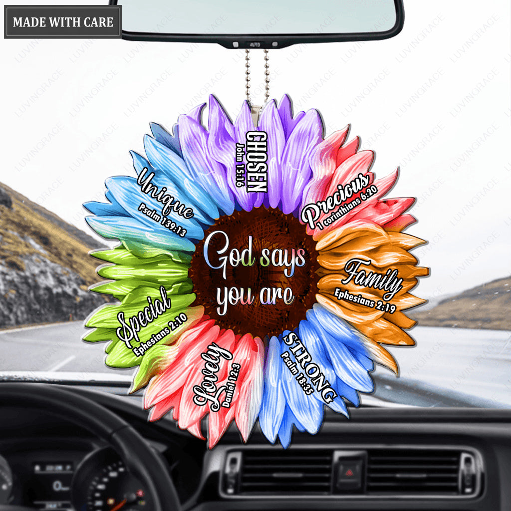 Sunflower Rainbow Color God Says You Are Ornament