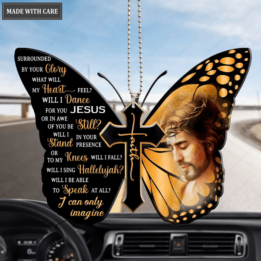 Yellow Butterfly And Jesus Surrounded By The Glory Ornament
