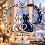 Personalized Couple Ornament - Custom Names Heart Car Ornament - Anniversary Gift for Couples